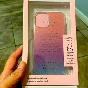 Kate Spade Hardshell Case iPhone 12 Mini Ombre Glitter Pink Purple Bling NEW